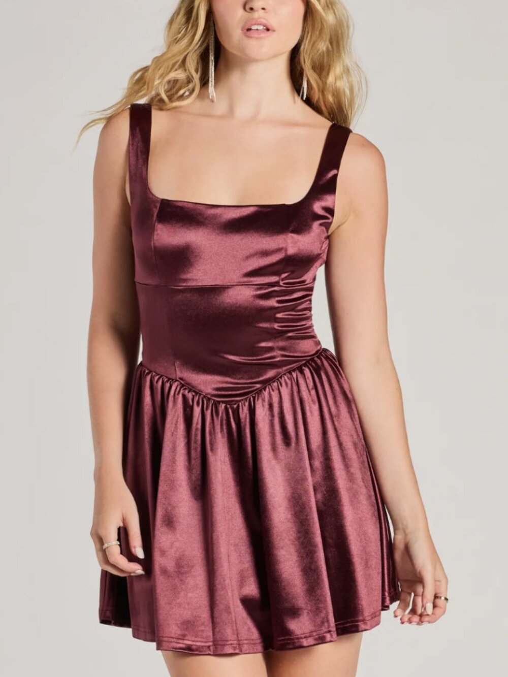 NEW Windsor Captivating Charm Sleeveless Tie Back Satin Skater Dress